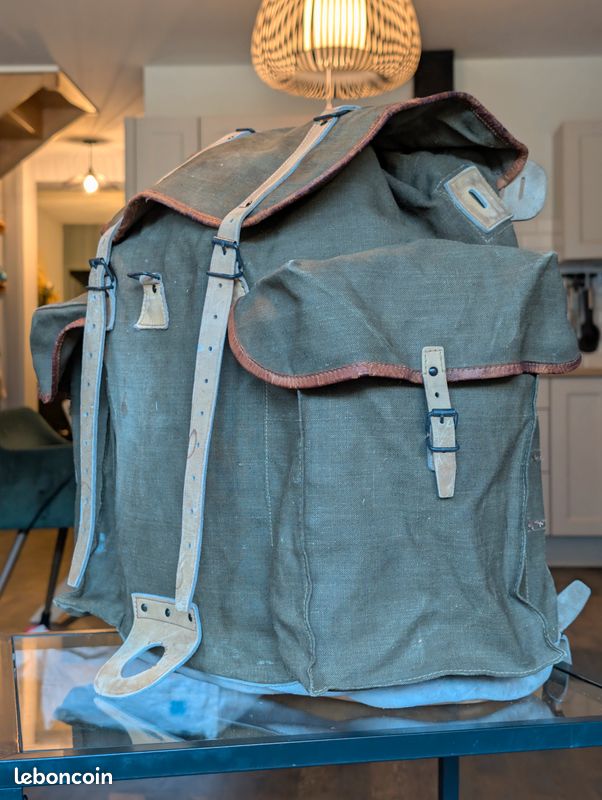 Sac à sac à dos Vintage en Toile et Cuir Style Baroudeur