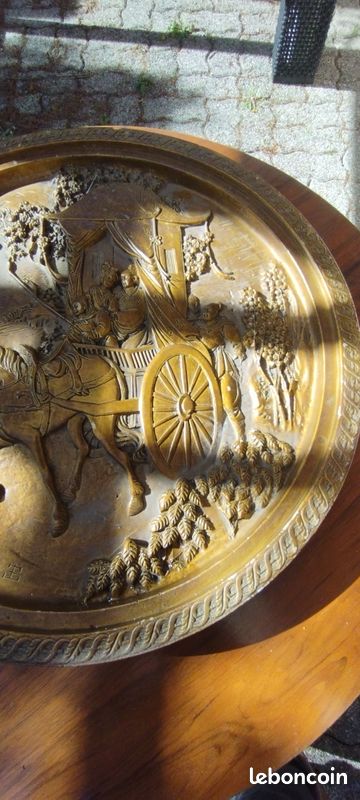 Plateau, bas-relief, décor asiatique, vintage, état satisfaisant (image 6)