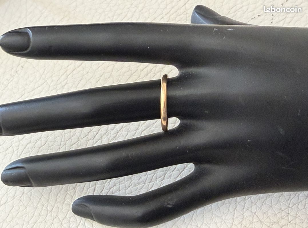 Alliance En Or Rose 18 Carats - Taille 59 - Bague Anneau Champagne - France