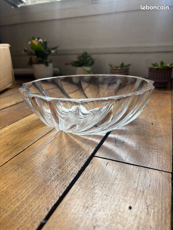 Saladier / coupe en cristal Val Saint-Lambert signée – modèle torsadé – Ø 24 cm (image 3)