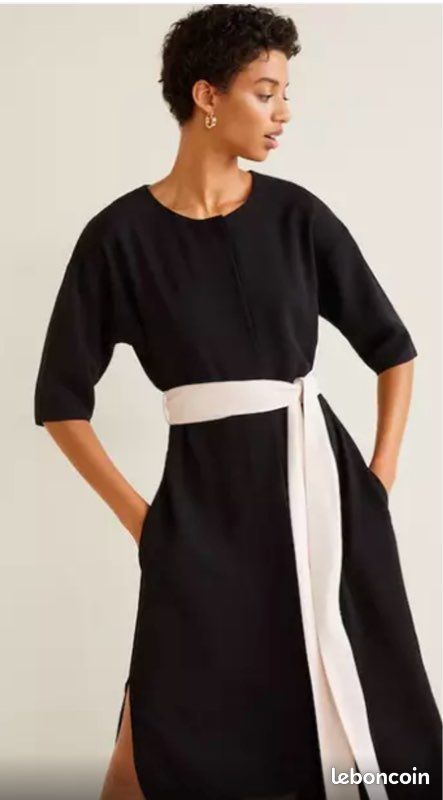 Robe combinée ceinture - Femme | MANGO France (Guadeloupe