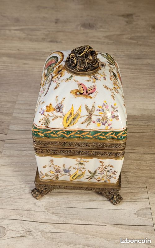 Coffret / boîte à thé Wong Lee en porcelaine et bronze (image 4)