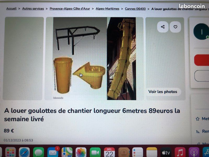 A louer goulottes chantier 6m longueur. 100e la semaine livré (image 1)