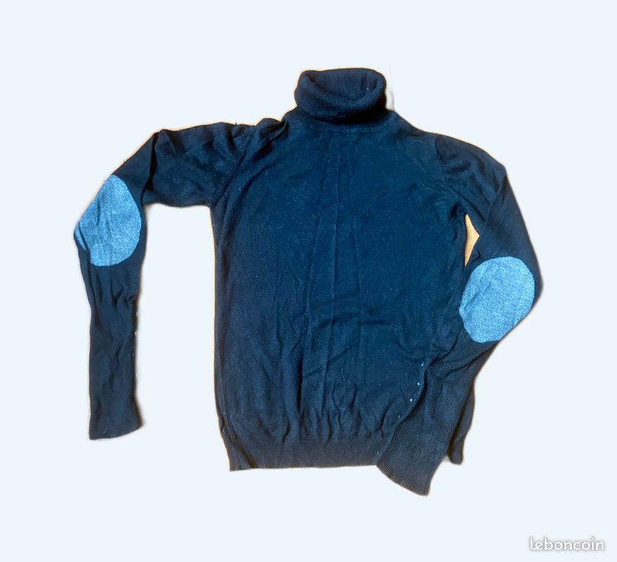 Pull noir, col roulé Okaïdi, taille 10 ans (image 1)