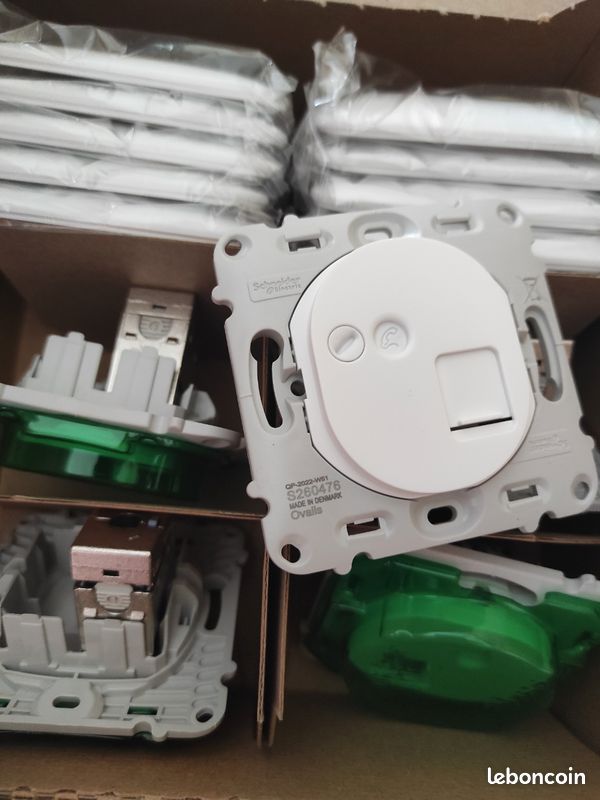 RJ45 avec plaque cat 6 ovalis Schneider s260476 (image 1)