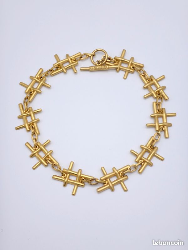 Bracelet Vintage Biche De Bere En Métal Doré - Style Moderniste
