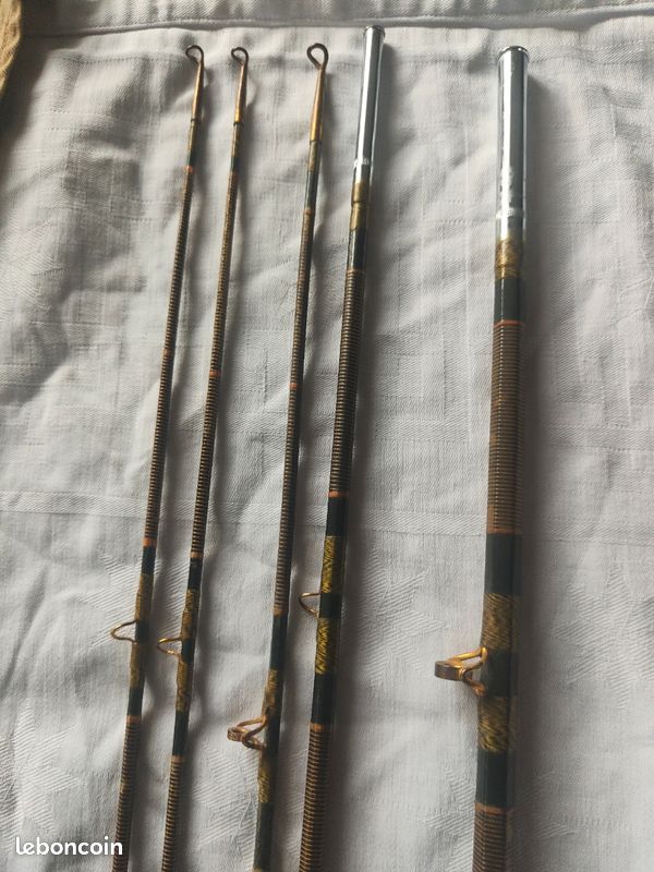 Canne à Pêche Ancienne Bambou Refendu Japon – 220 Cm, 4-8 Gr, Avec Housse