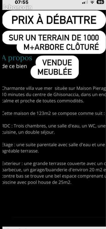 Maison a vendre · à Pietroso · 430 000 €