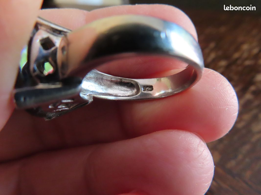 Bague En Argent Massif Avec Prasiolite 12 Carats - Taille 54, Surélevée, Neuf Avec étiquettes