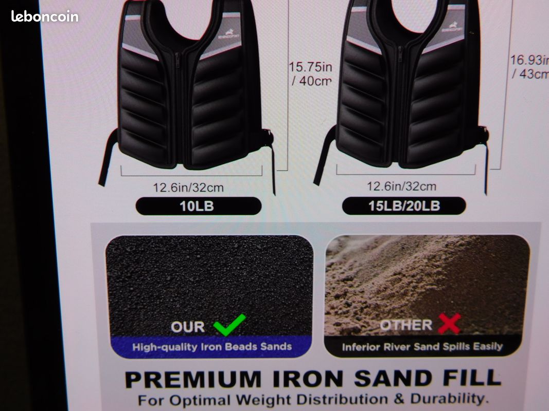 Gilet Lesté Réglable 20 Kg Max. Oxford Noir Rouge à Prix Carrefour