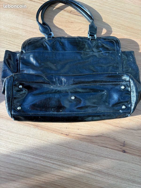 Sac Longchamp cuir noir verni (image 6)