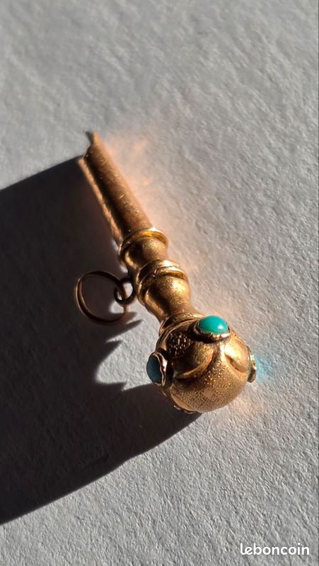 Pendentif Breloque Clé En Or 18 Carats Vintage - Unisexe, Style 19ème Siècle