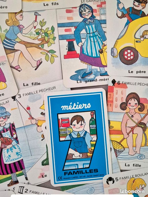 Ancien jeu de 7 familles annees 1930 caricatures des metiers. - Collection