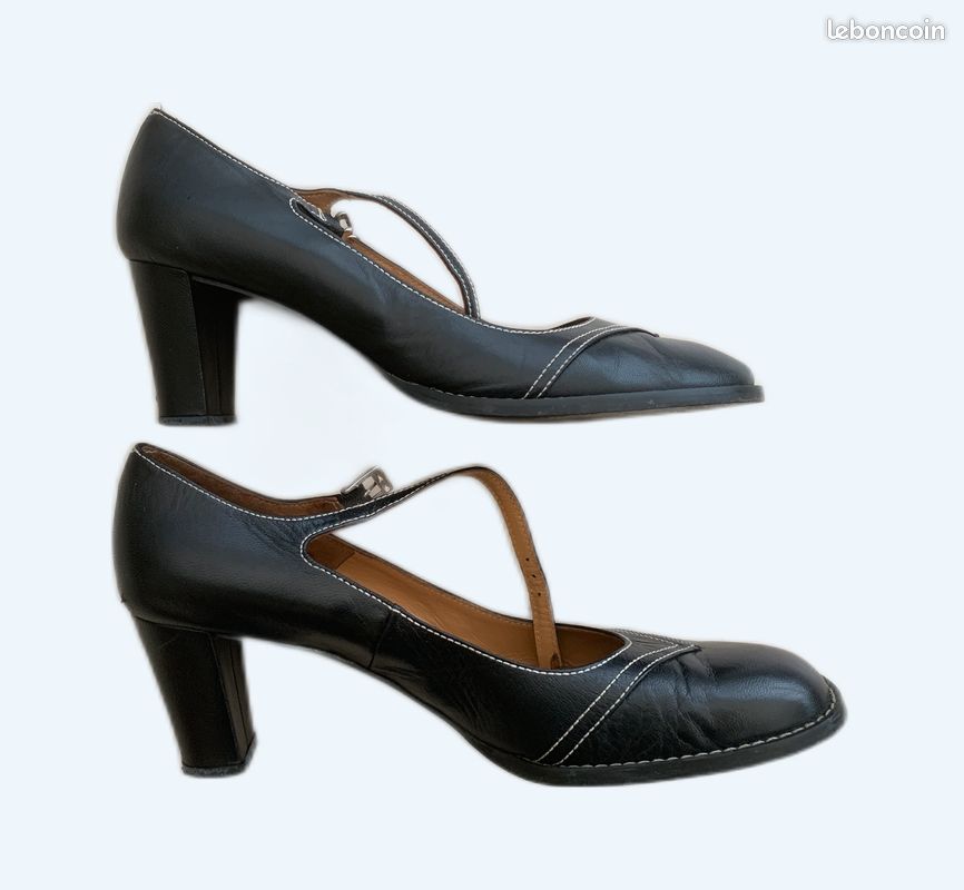 Escarpins SAN MARINA Cuir Noir Et Marron – Taille 37, Talons Hauts, En Parfait état D’occasion