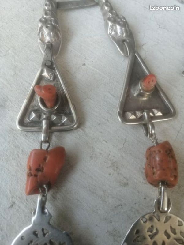Ancien collier ethnique argent titre élevé très rare berbère Algérie chaoui 1950 (image 5)