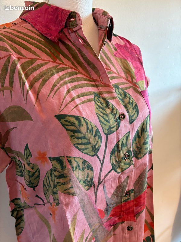 Chemise manches longues plissée à fleurs