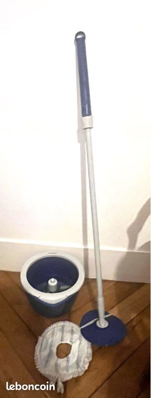 Kit De Lavage Smarteo Éléphant - Platine Pliable 25 Cm Avec Seau Et Système D'Essorage, Bleu Et Blanc