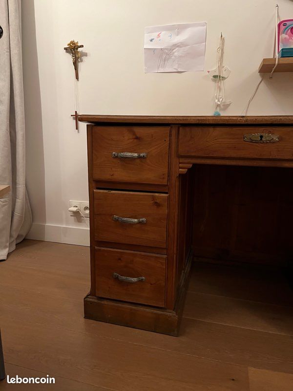 Bureau vintage bois massif (image 9)