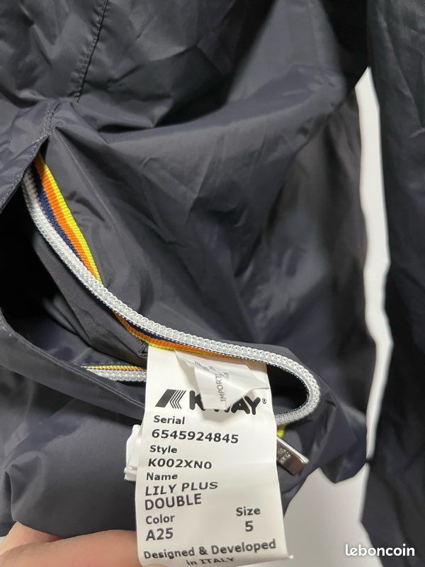 Veste Réversible Noir Taille XL – Style K-Way Imperméable – Femme