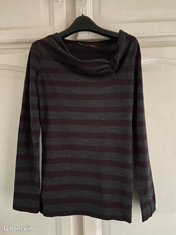 Pull Fin Comptoir Des Cotonniers Taille XS Gris - Manches Longues Avec Débardeur Intégré