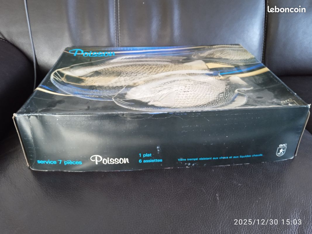 Service à Poisson En Verre Arcoroc 7 Pièces - Plateau Vintage 1970