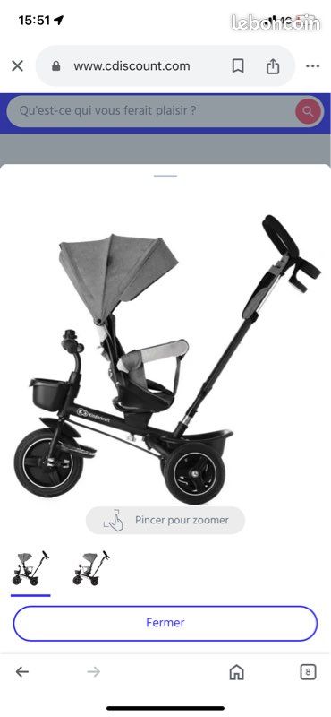 Tricycle évolutif Kinderkraft SPINSTEP en Gris Équipement bébé