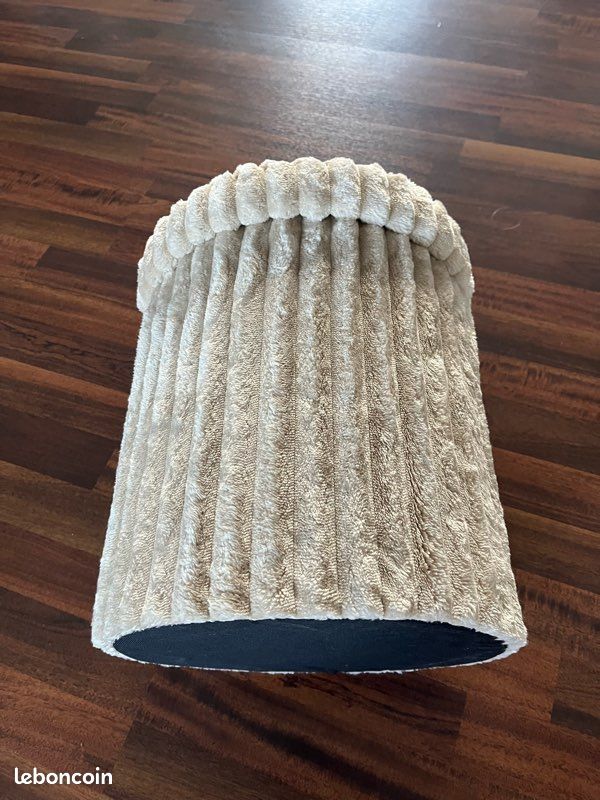 Pouf velours côtelé beige (image 2)