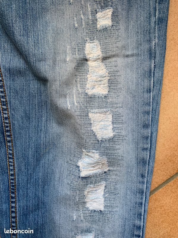 Justing jeans bleu Los Angeles W38 pré-déchiré avec empiècement de tissu (image 6)