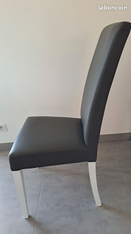 Chaises de salle à manger en PU gris (image 2)