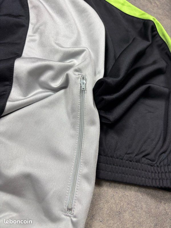 Veste Puma vintage 80s noir/vert coupe large logo brodé dos - XXL (image 11)