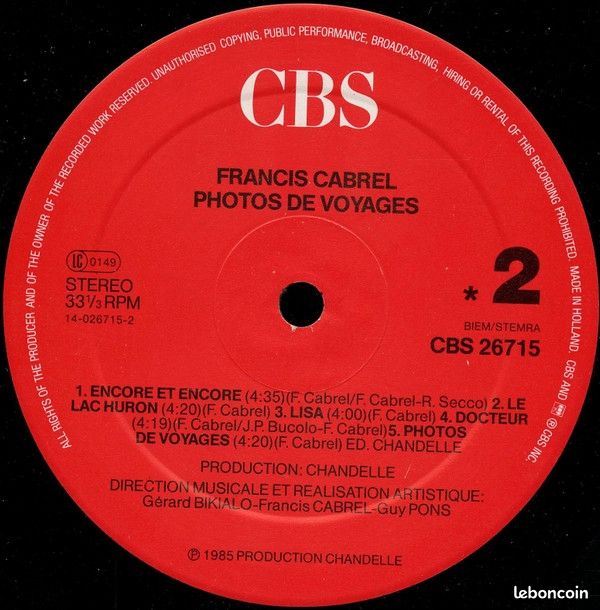 Francis Cabrel - photos de voyage vinyl (image 4)