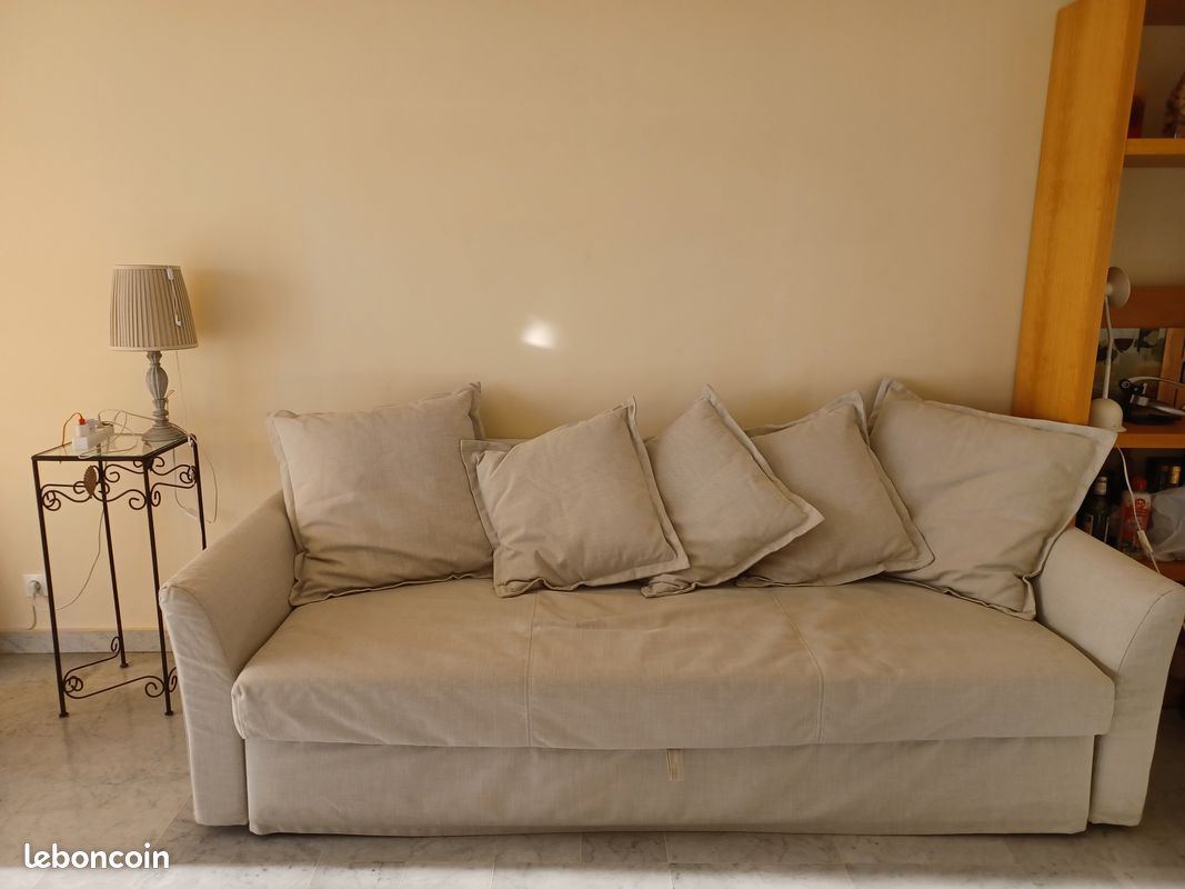 Canapé Convertible Ikea Beige (image 1)