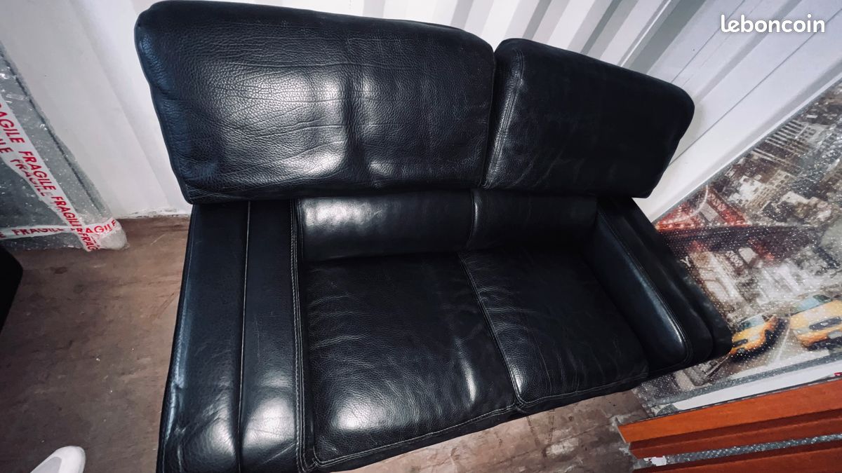 Canape roche bobois cuir noir (lot de 3) (image 2)