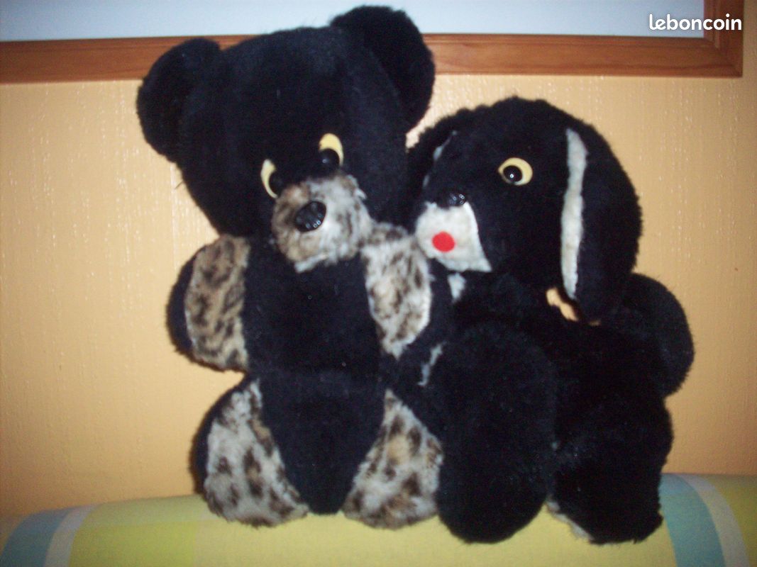 2x PELUCHES DOUDOUS _ OURS & CHIEN _ TBÉ _ ORIGINAUX de l'UNION SOVIÉTIQUE / U.R.S.S. / CCCP _ des ANNÉES 1980 _ RARE _ 2x плюшевый Русский _ Круто :) (image 7)