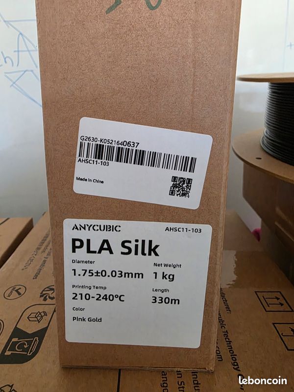 Filament 3D Anycubic PLA SILK - 1kg - Neuf rose or (image 2)