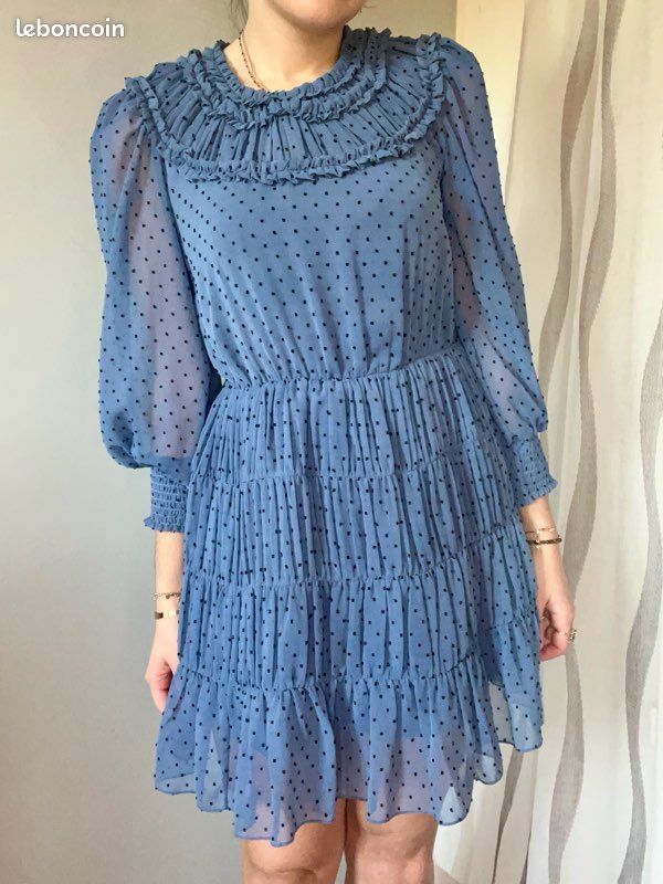 Robe sandro bleu à pois Vêtements