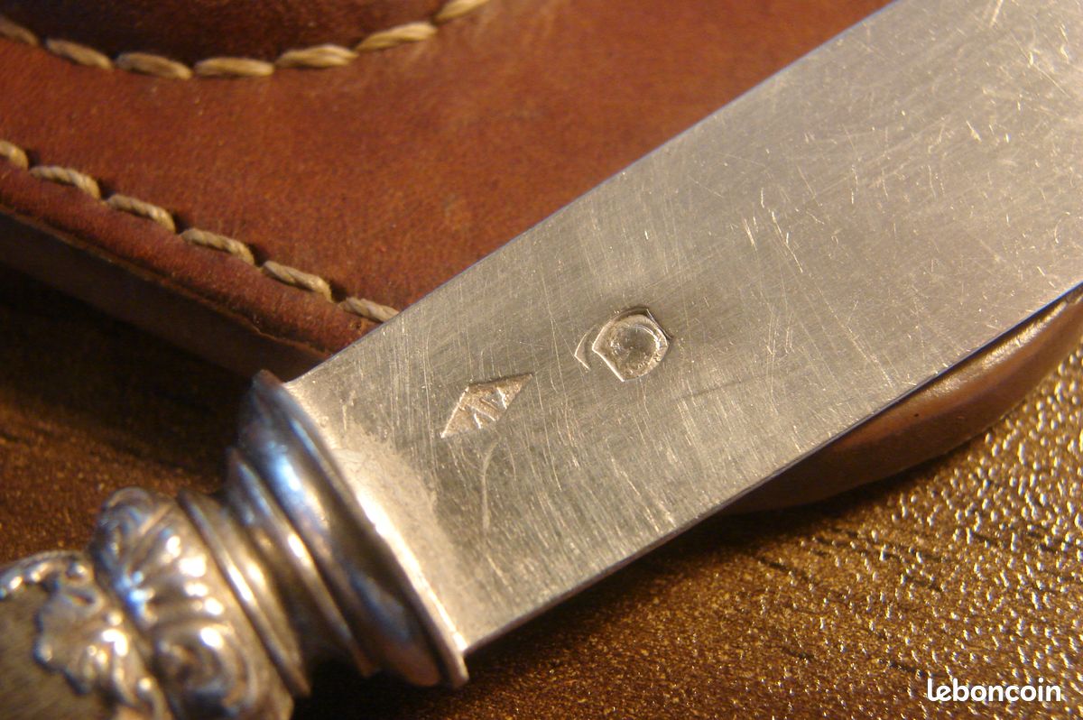 Couteau En Argent Massif 950/1000 Avec Manche à Tête De Minerve - Art De La Table - Occasion