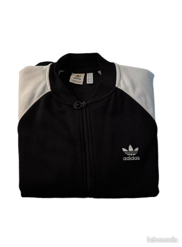 Veste Adidas Originals noire et blanche – taille XS – logo Trefoil (image 4)