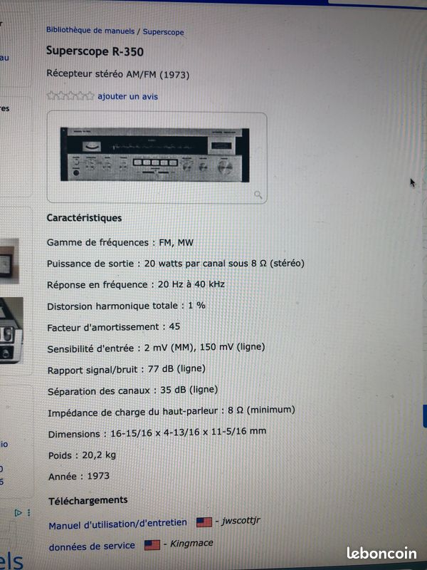 AMPLI MARANTZ SUPERSCOPE R 350 ( Rare) (image 14)