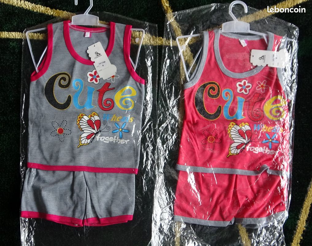 Lot de 2 ensembles filles débardeurs + shorts Taille : 4 ans (image 1)