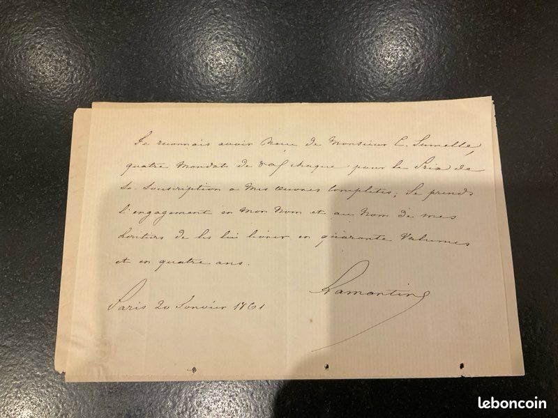 Lettre signée LAMARTINE (image 1)