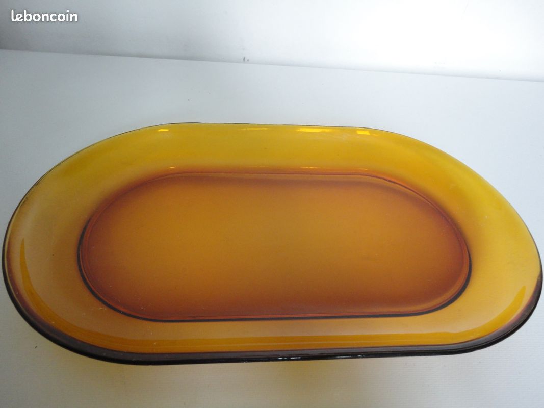 Plat Ovale Duralex Ambré Vintage – France – Deco Rétro Cuisine Années 70/80