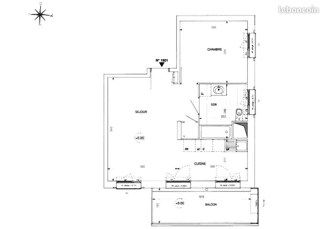 A vendre - T2 de 48.78m² - Dernier étage - Balcon vue Loire - Parking (image 10)