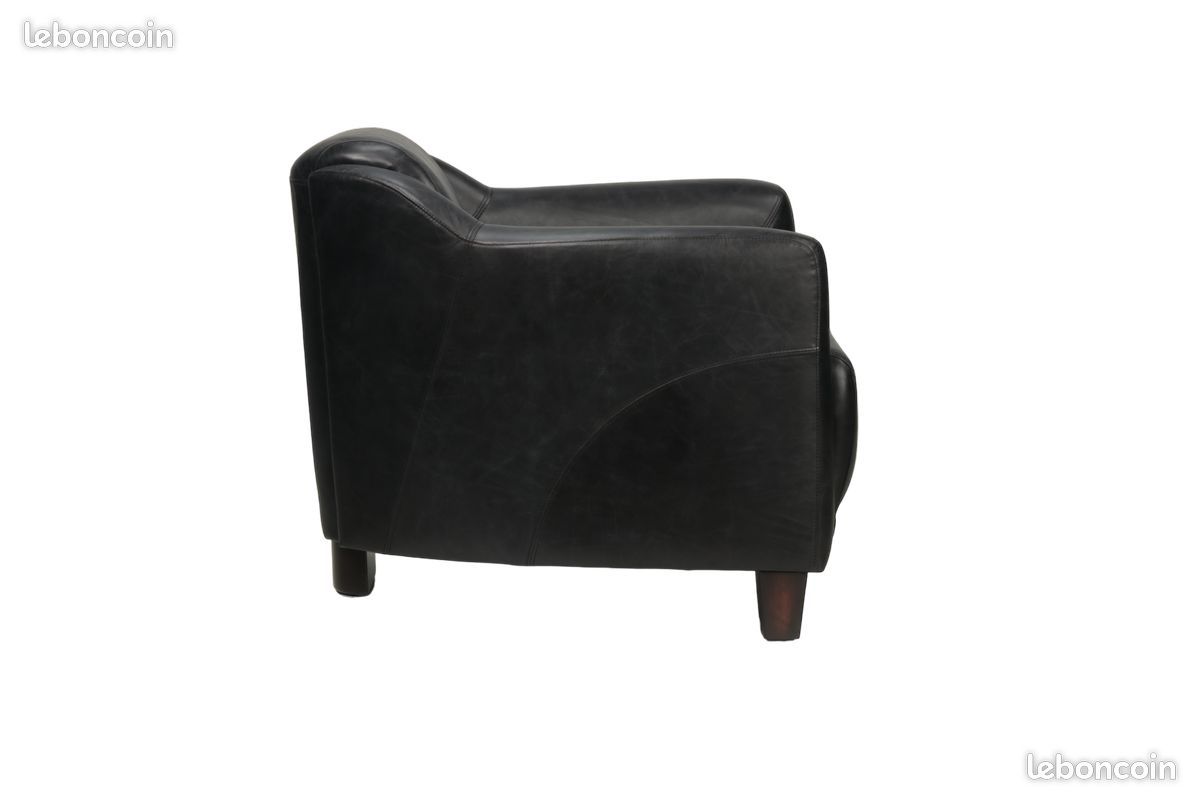 Fauteuil club Noir en cuir (Neuf) - Decoduweb - livraison offerte (image 5)