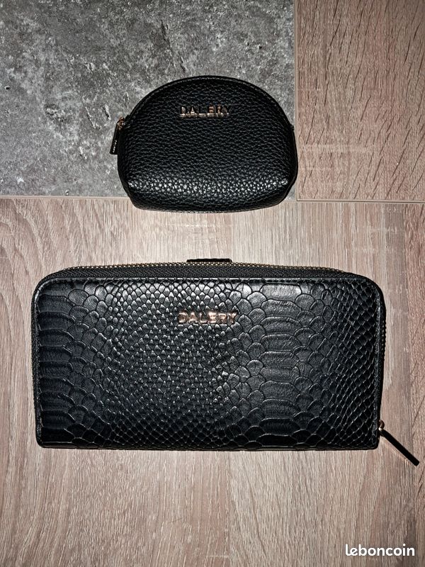 Compagnon et Porte-monnaie NEUF ensemble noir maroquinerie DALERY