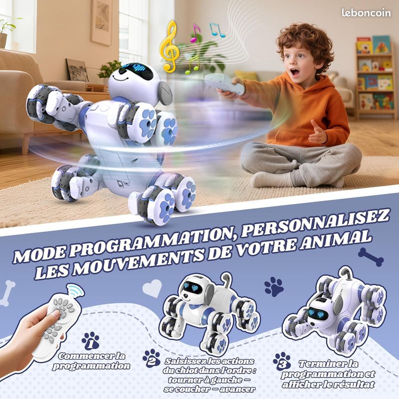 Robot Chien Télécommandé Interactif Pour Enfants 8 Ans Et Plus - Danse, Chante, Programmation Libre - Cadeau éducatif