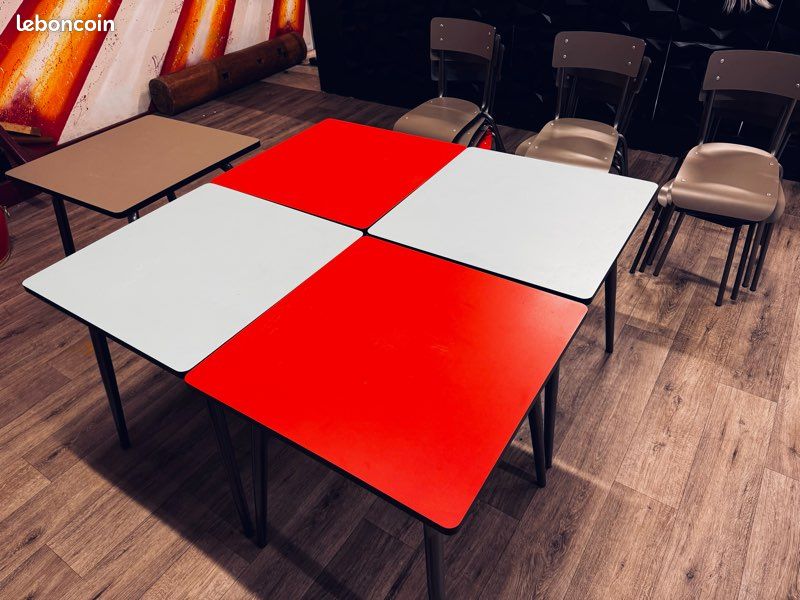 Mobilier Les Gambettes – 12 chaises + 5 tables rétro – à l’unité ou lot complet (image 2)