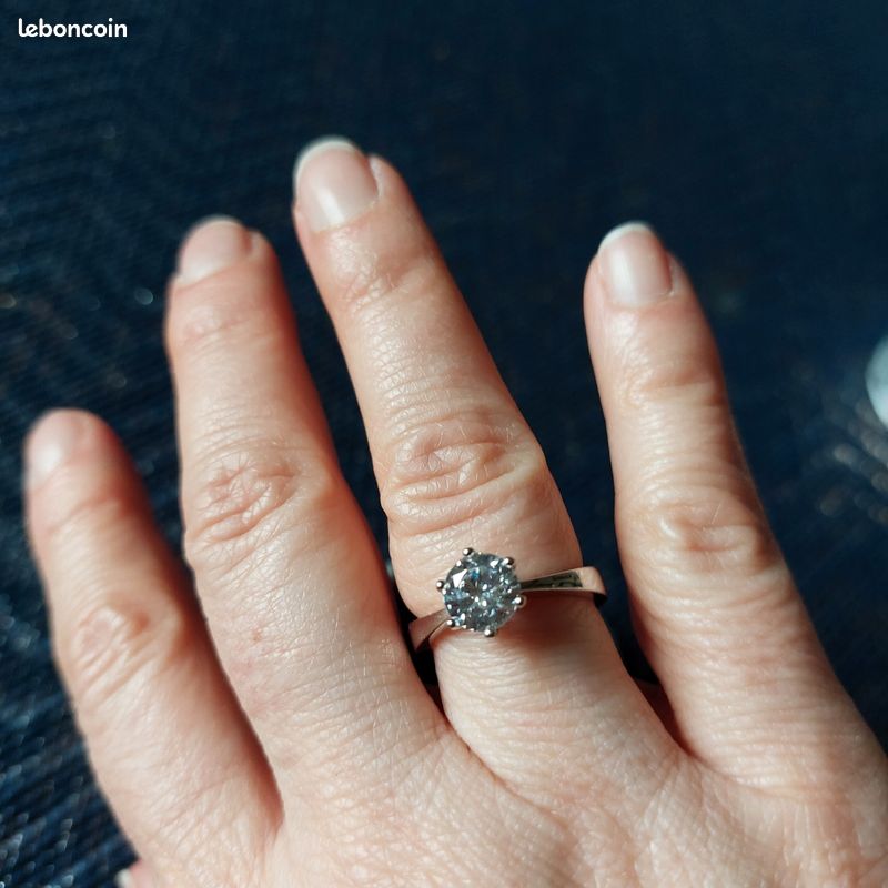 Bague solitaire argent zirconium blanc joaillerie femme originale Taille de bague au choix 56