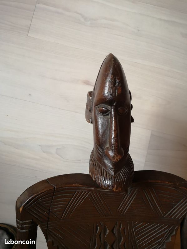 Broche Pince Ancienne En Bronze - Tête Africaine - Vintage - Occasion Bon état
