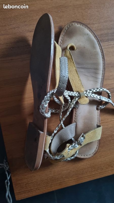 Sandales Newlook En Cuir Argenté Pointure 40 - Neuf Sans Emballage, Talon 2-7 Cm